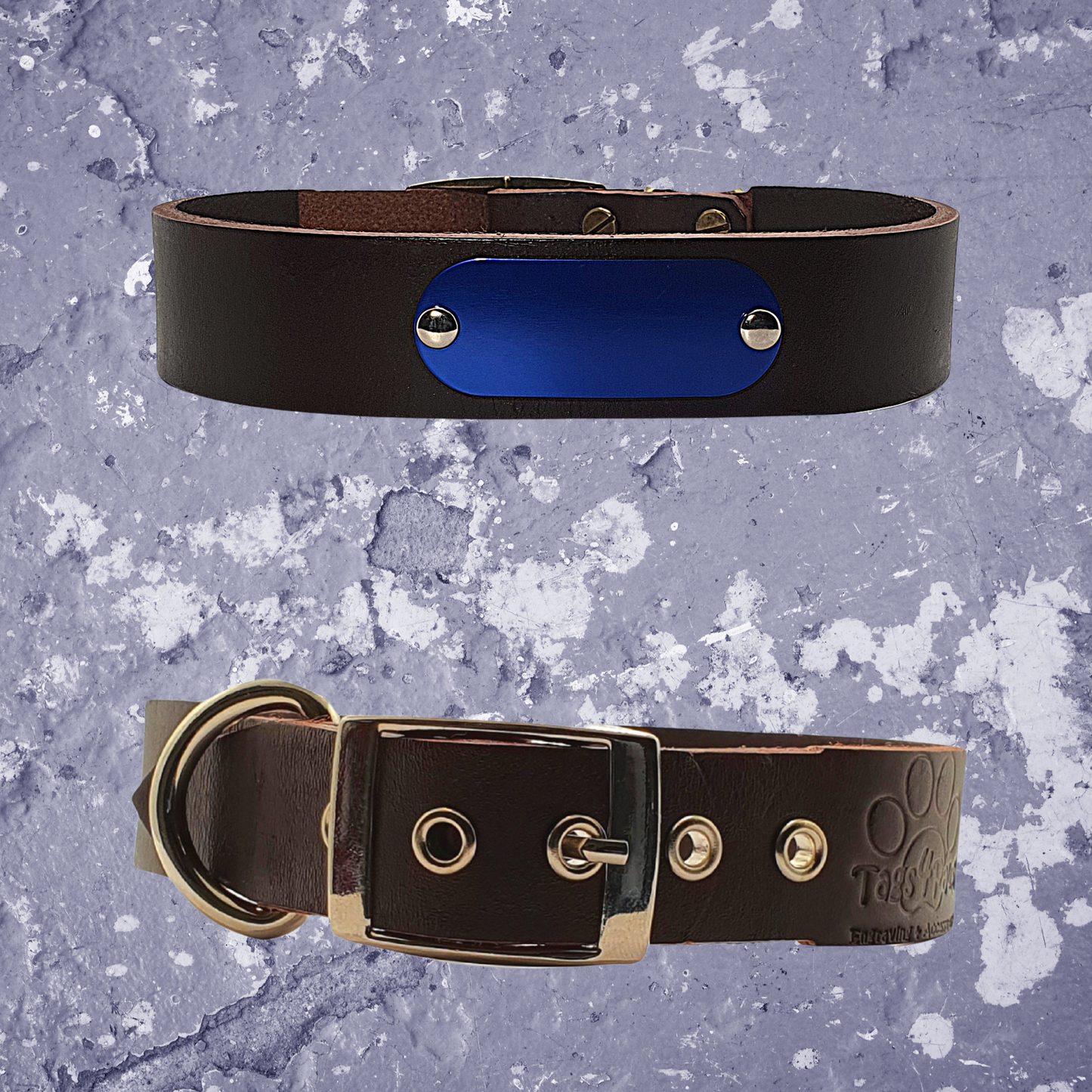 Leather Collar Coffee with Name Plate
