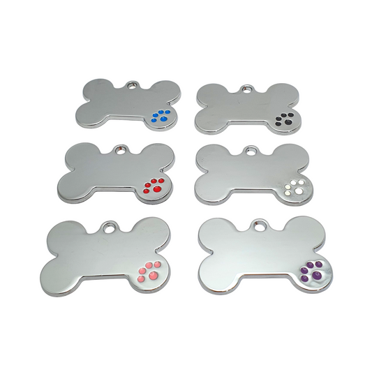 Bone Coloured Paw Tags Stainless Steel