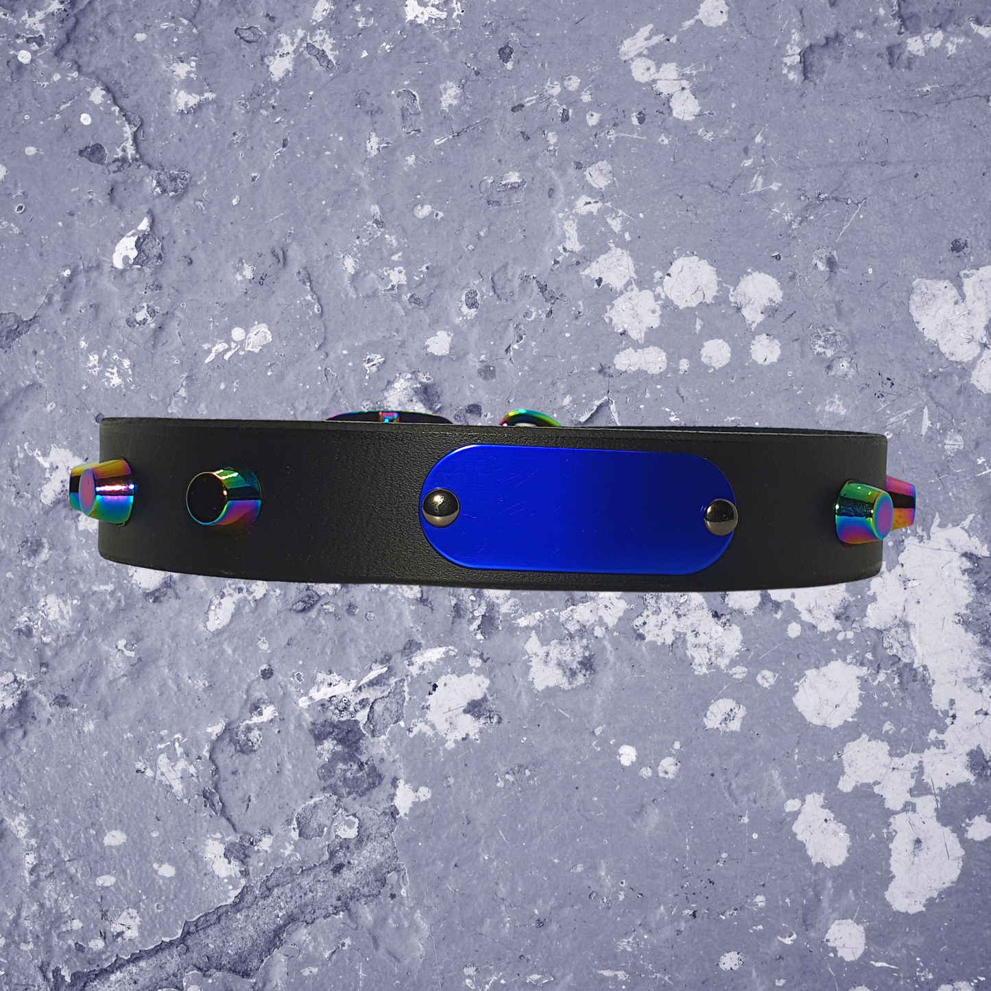 Studded Leather Collar Rainbow