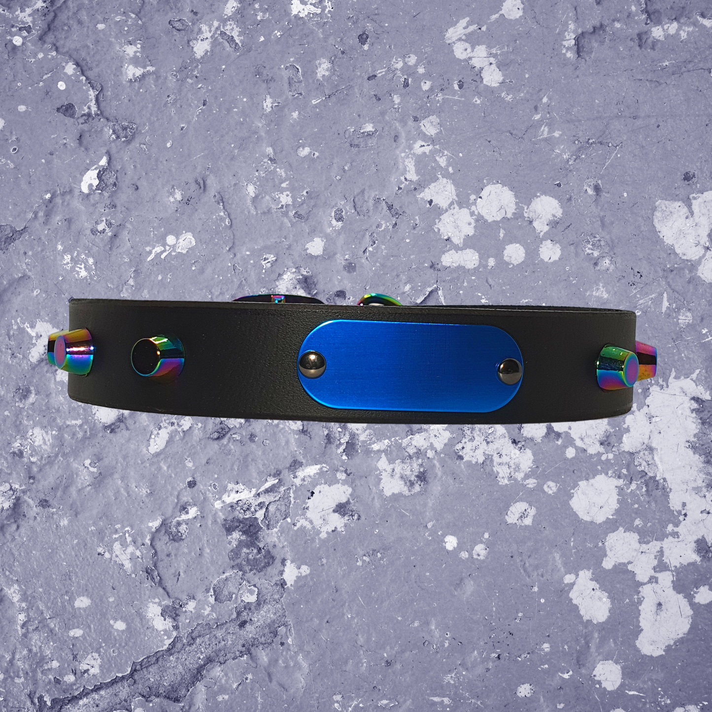 Studded Leather Collar Rainbow