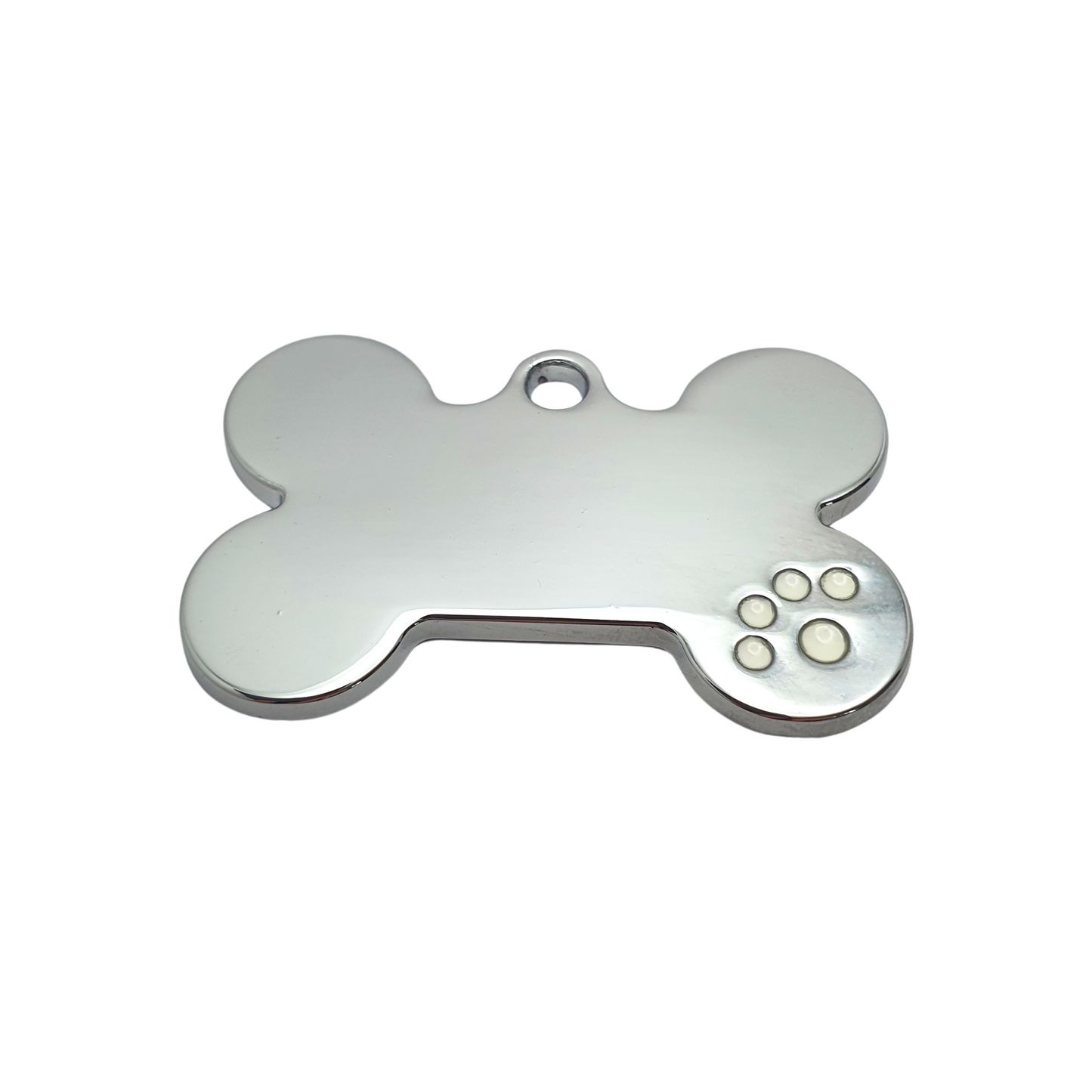 Bone Coloured Paw Tags Stainless Steel