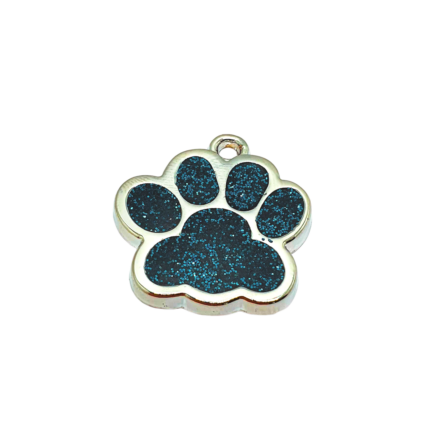 Glitter Paw Print Tags Stainless Steel