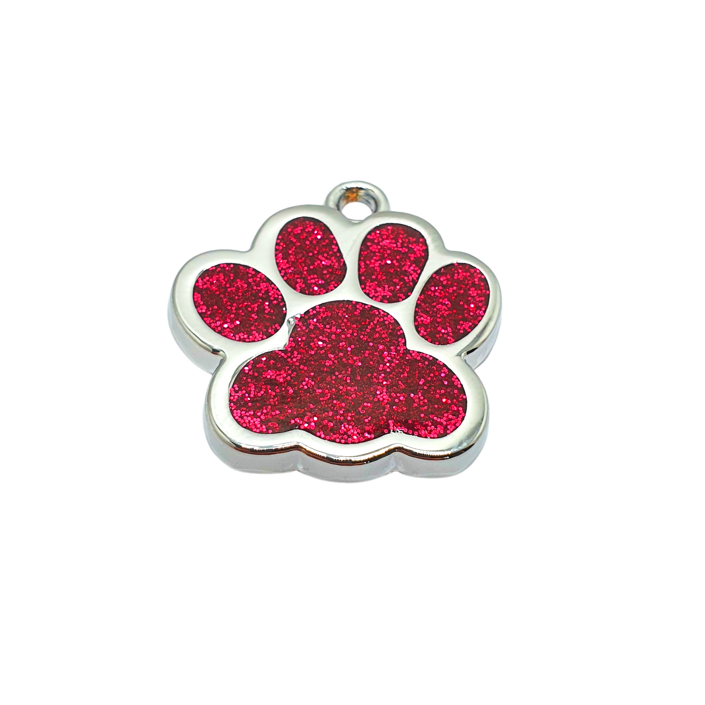 Glitter Paw Print Tags Stainless Steel