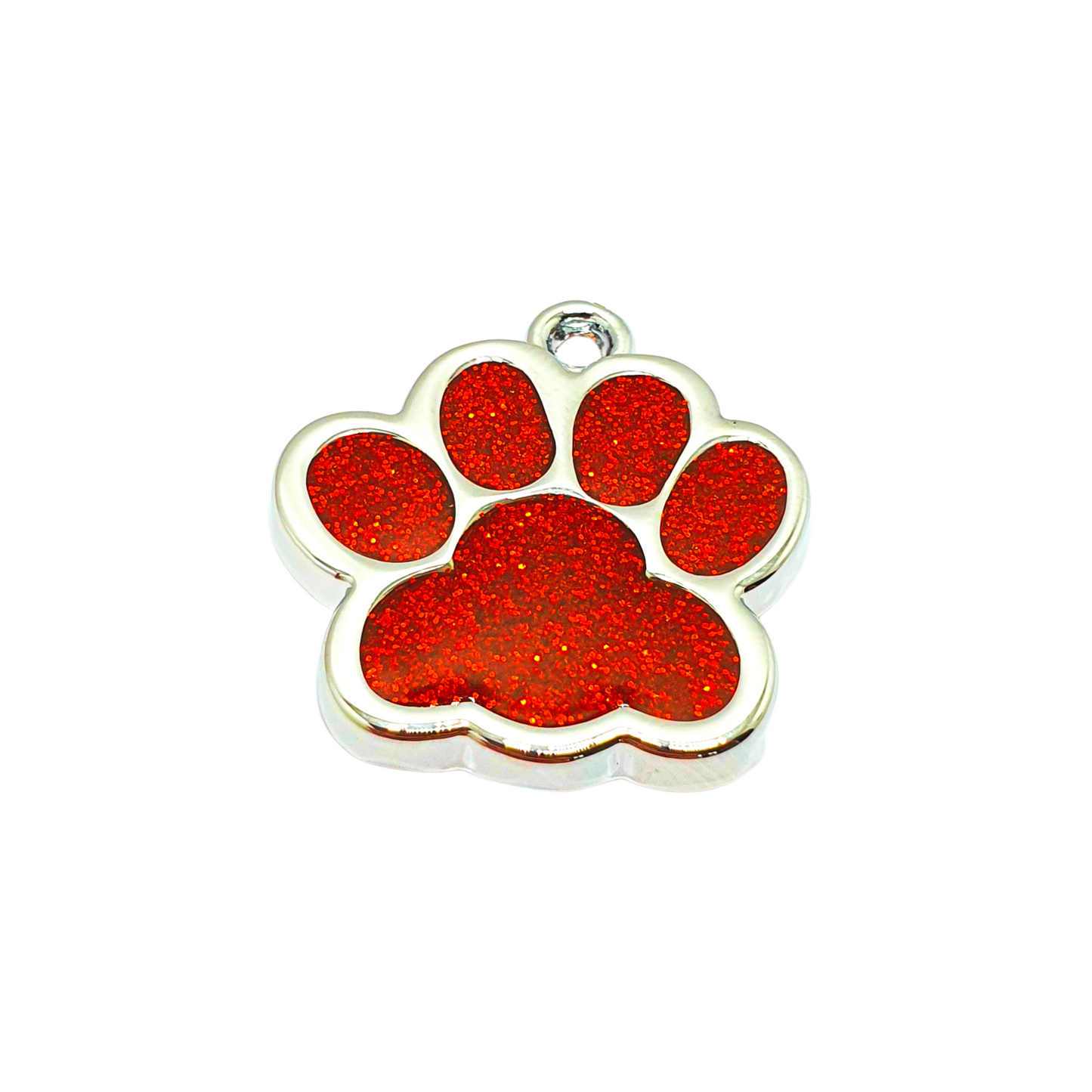 Glitter Paw Print Tags Stainless Steel