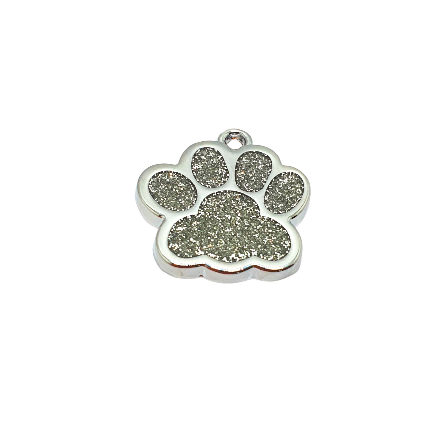 Glitter Paw Print Tags Stainless Steel