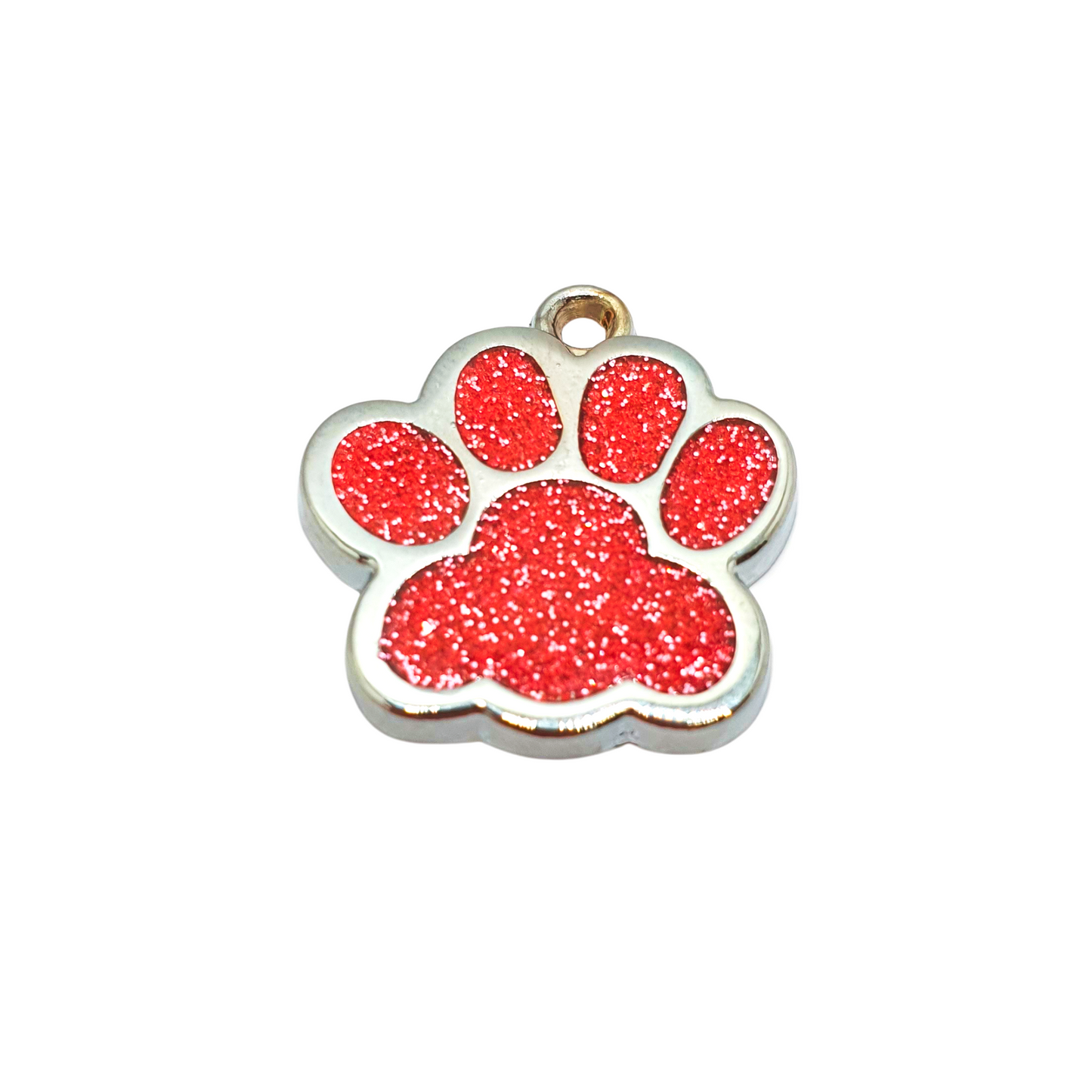 Glitter Paw Print Tags Stainless Steel