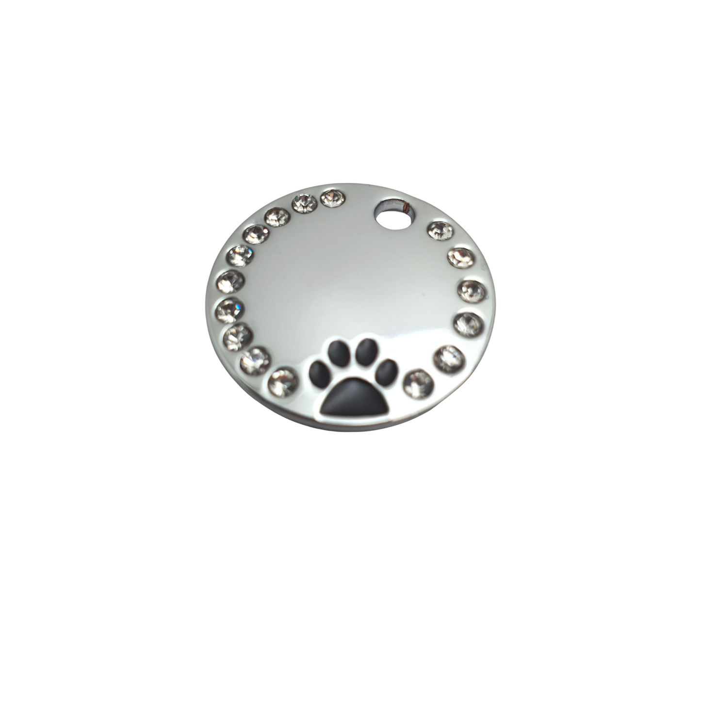 Round Bling Coloured Paw Tags Stainless Steel