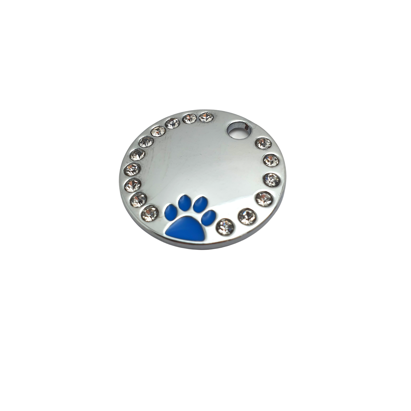 Round Bling Coloured Paw Tags Stainless Steel