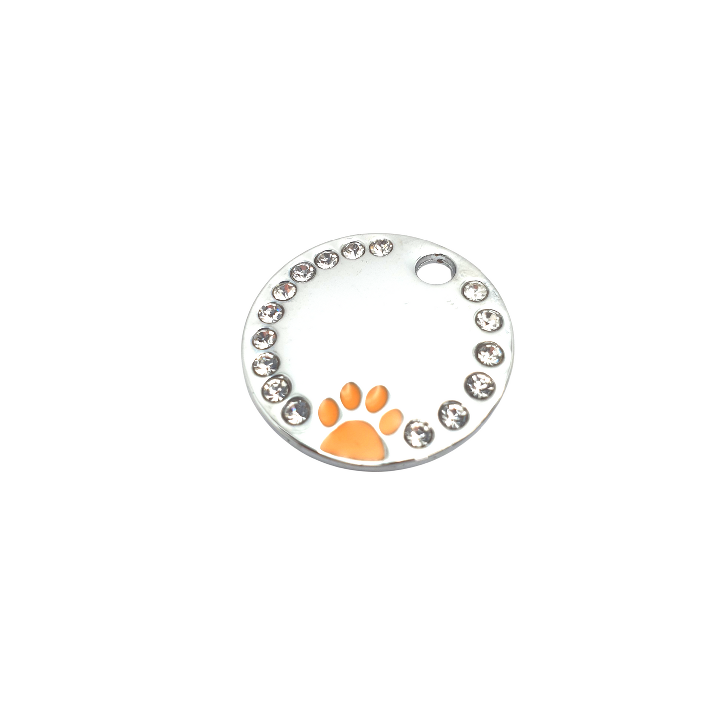 Round Bling Coloured Paw Tags Stainless Steel