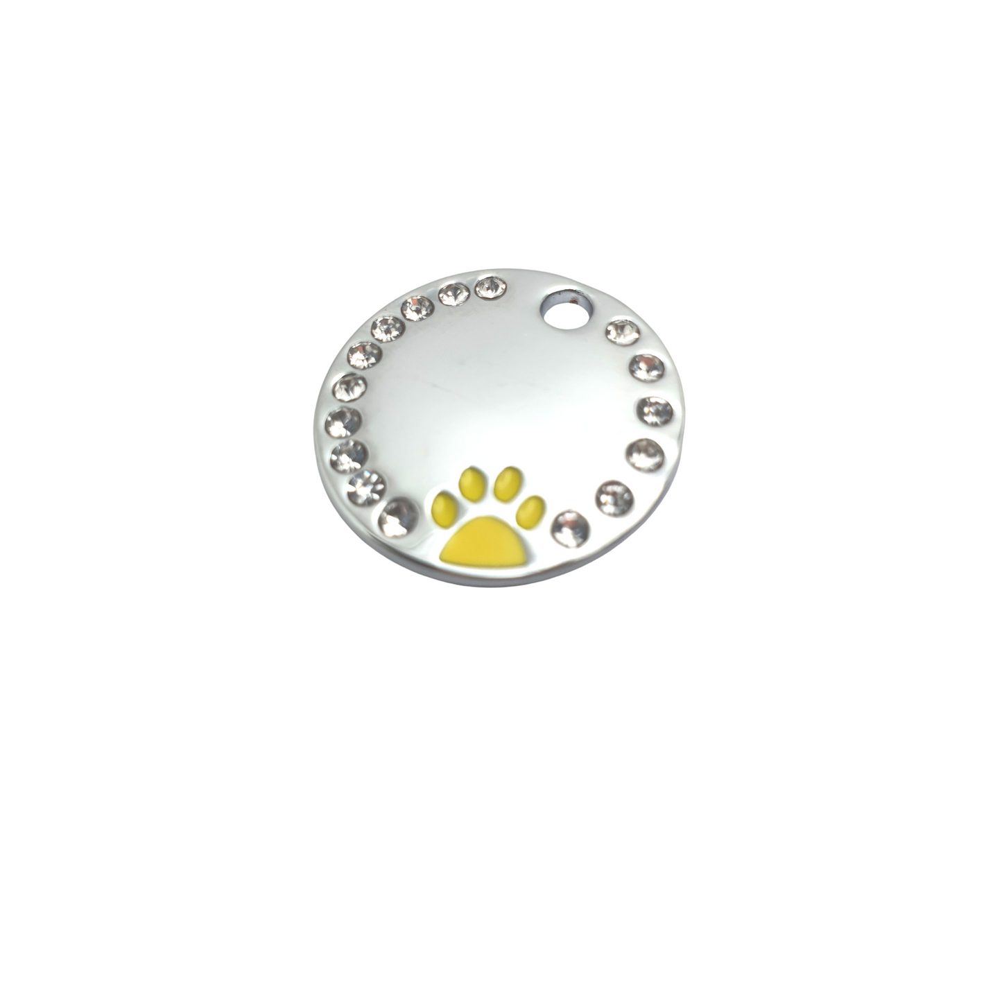 Round Bling Coloured Paw Tags Stainless Steel