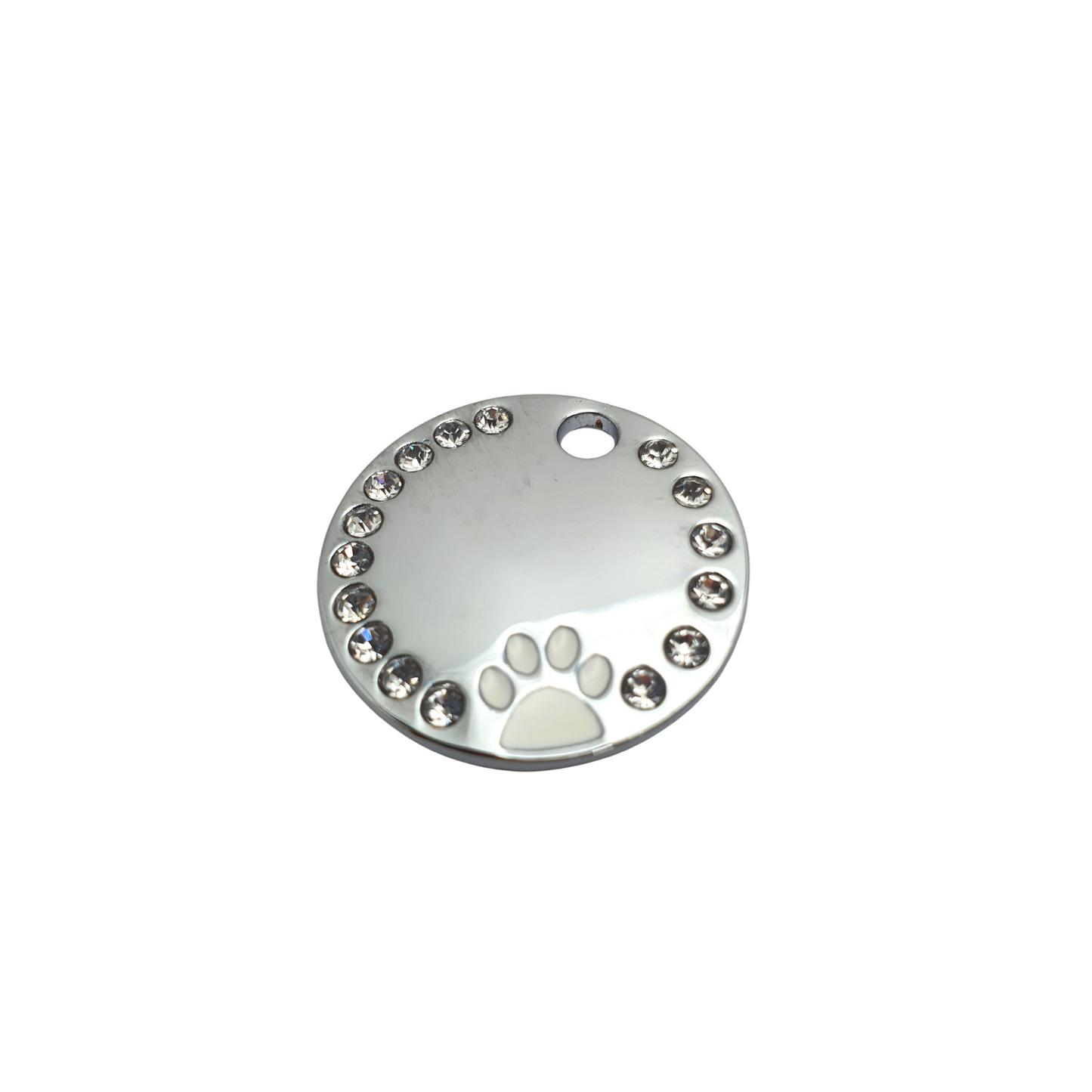 Round Bling Coloured Paw Tags Stainless Steel