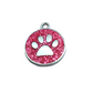 Mini Round Glitter Paw Tags Stainless Steel