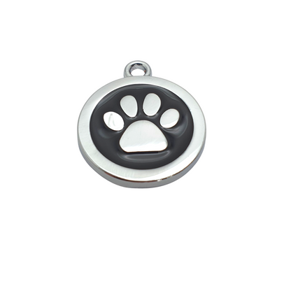 Paw Round Coloured Tags Stainless Steel